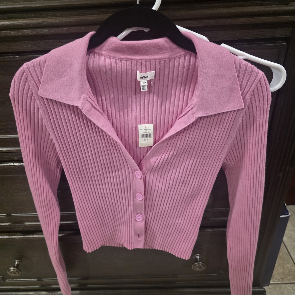 Pink Ribbed Women's Sweater - Picture 4 of 7